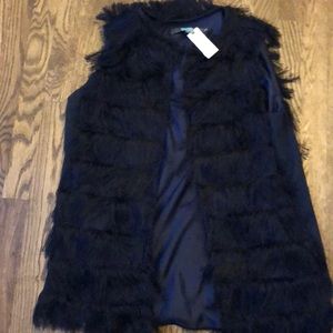 NEW Anthropologie Blue Fringe Vest
